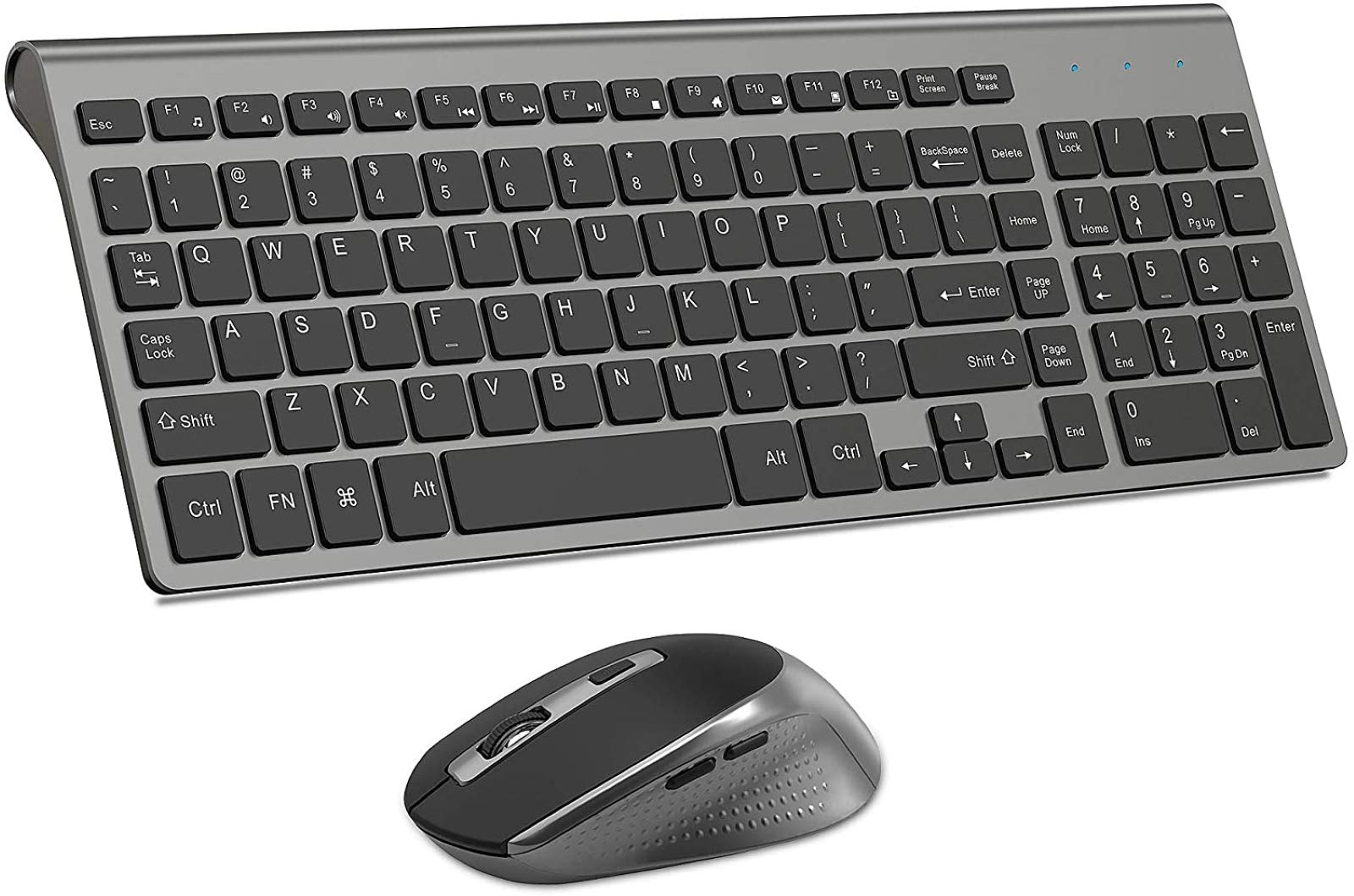 Wireless Keyboard Mouse Combo, J JOYACCESS Cordless Keyboard and Mouse Set, 2.4G Ergonomic Computer Keyboard Mouse for PC,Windows, Computer, Laptop, Desktop, Chromebook,Mac-Grey
