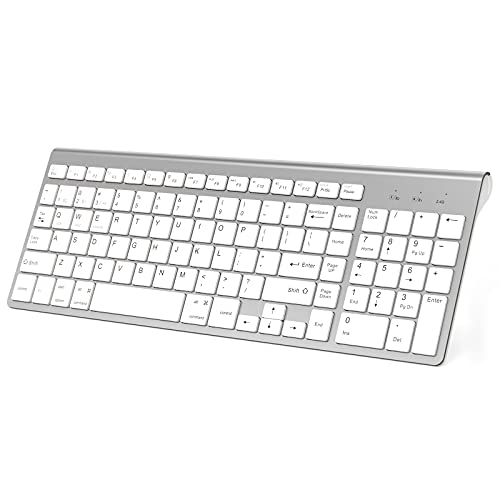 Wireless Keyboard Bluetooth, Bluetooth Keyboard with Number Pad, J JOYACCESS Wireless Keyboard for Mac,Apple, MacBook Air/Pro,Laptop, Android, Windows-Silver
