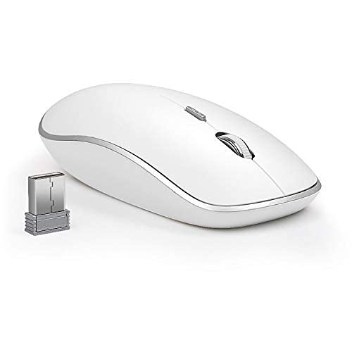 Wireless Mouse for Laptop，with USB Nano 2400 DPI Portable Mobile Optical Cordless Mouse Mice for Laptop (Silver+White)Wireless Keyboard Mouse Combo, J JOYACCESS Cordless Keyboard and Mouse Set, 2.4G Ergonomic Computer Keyboard Mouse for PC,Windows, Computer, Laptop, Desktop, Chromebook,Mac-Grey

