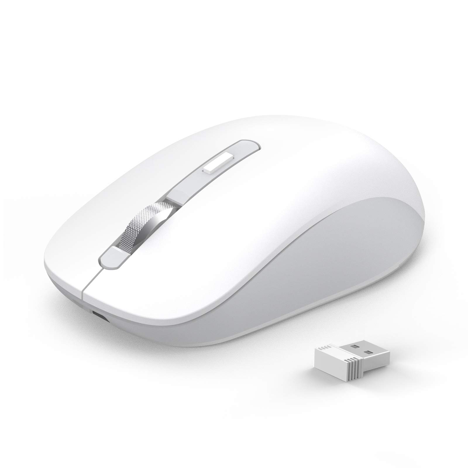 Bluetooth Mouse, JOYACCESS 2.4G Wireless Bluetooth Mouse Dual Mode(Bluetooth 5.0/3.0+USB), Computer Mice for Laptop/Computer MacBook/Windows/MacOS/Android - White
