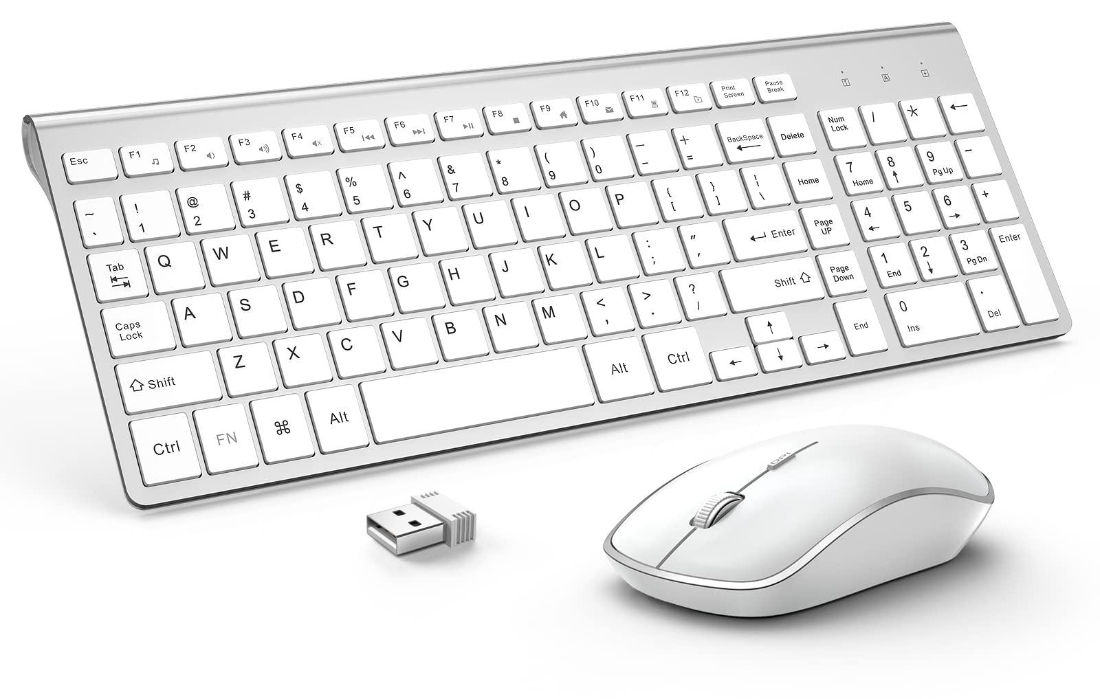 Wireless Keyboard and Mouse, J JOYACCESS USB Slim Wireless Keyboard Mouse with Numeric Keypad Compatible with iMac Mac PC Laptop Tablet Computer Windows (Silver White)J JOYACCESS 1080P Webcam USB Webcam,Computer Microphone and Camera,Desktop Camera with Microphone for Computer/Video Calls Recording/Studying/Game/Conferencing on Zoom/YouTube/Skype
